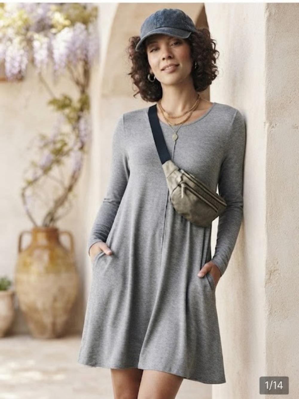 ✨ BNWT T-Shirt Dress - Kensie style Pieces -   Heather Gray Long-Sleeves